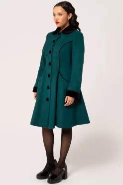 Hell Bunny Harper Coat Green New