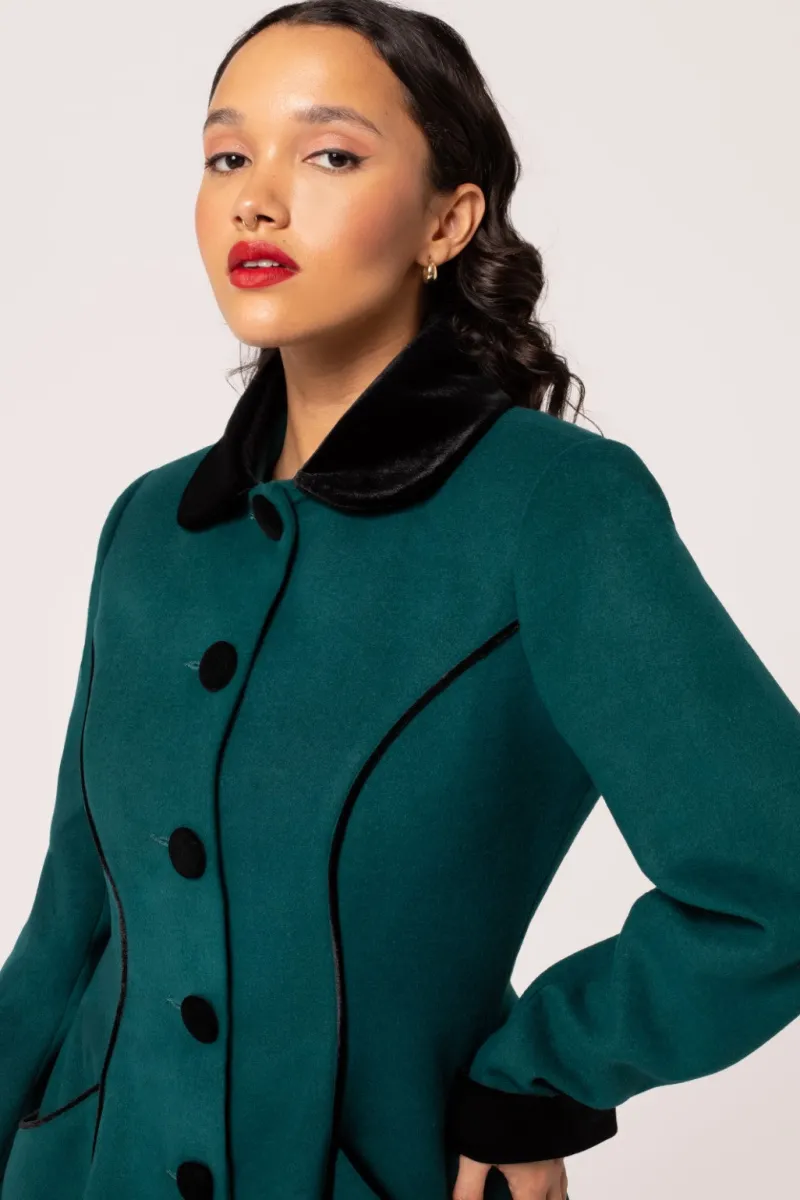 Hell Bunny Harper Coat Green New