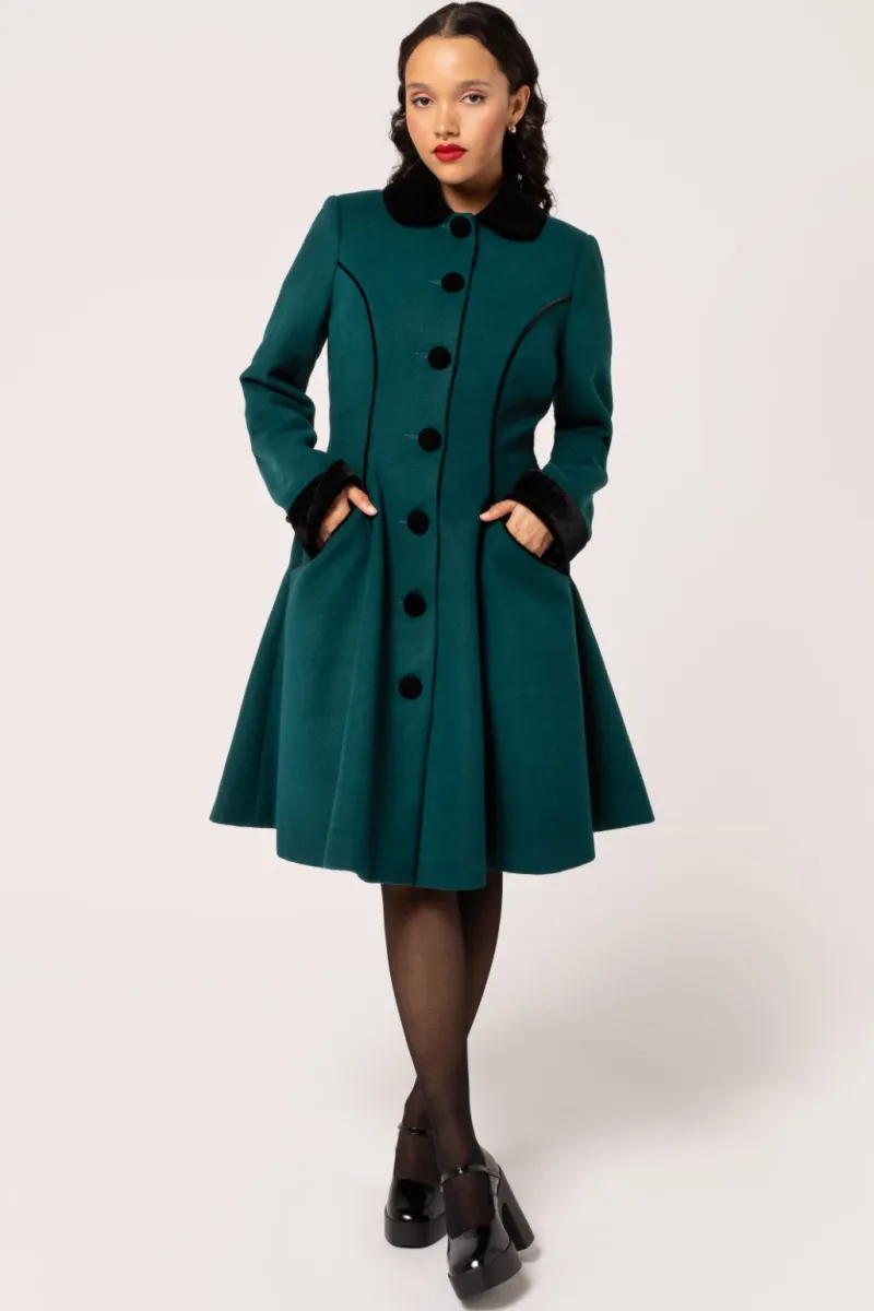 Hell Bunny Harper Coat Green New