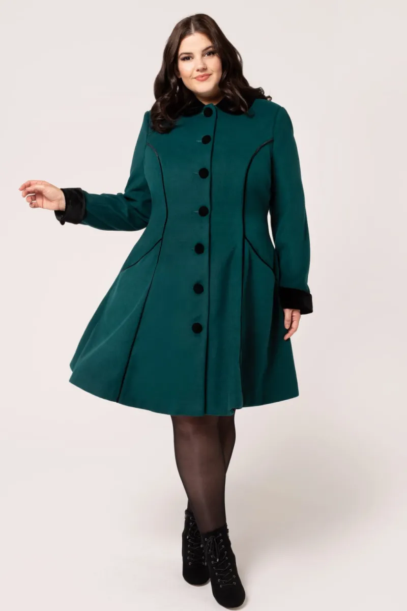 Hell Bunny Harper Coat Green New