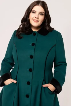 Hell Bunny Harper Coat Green New