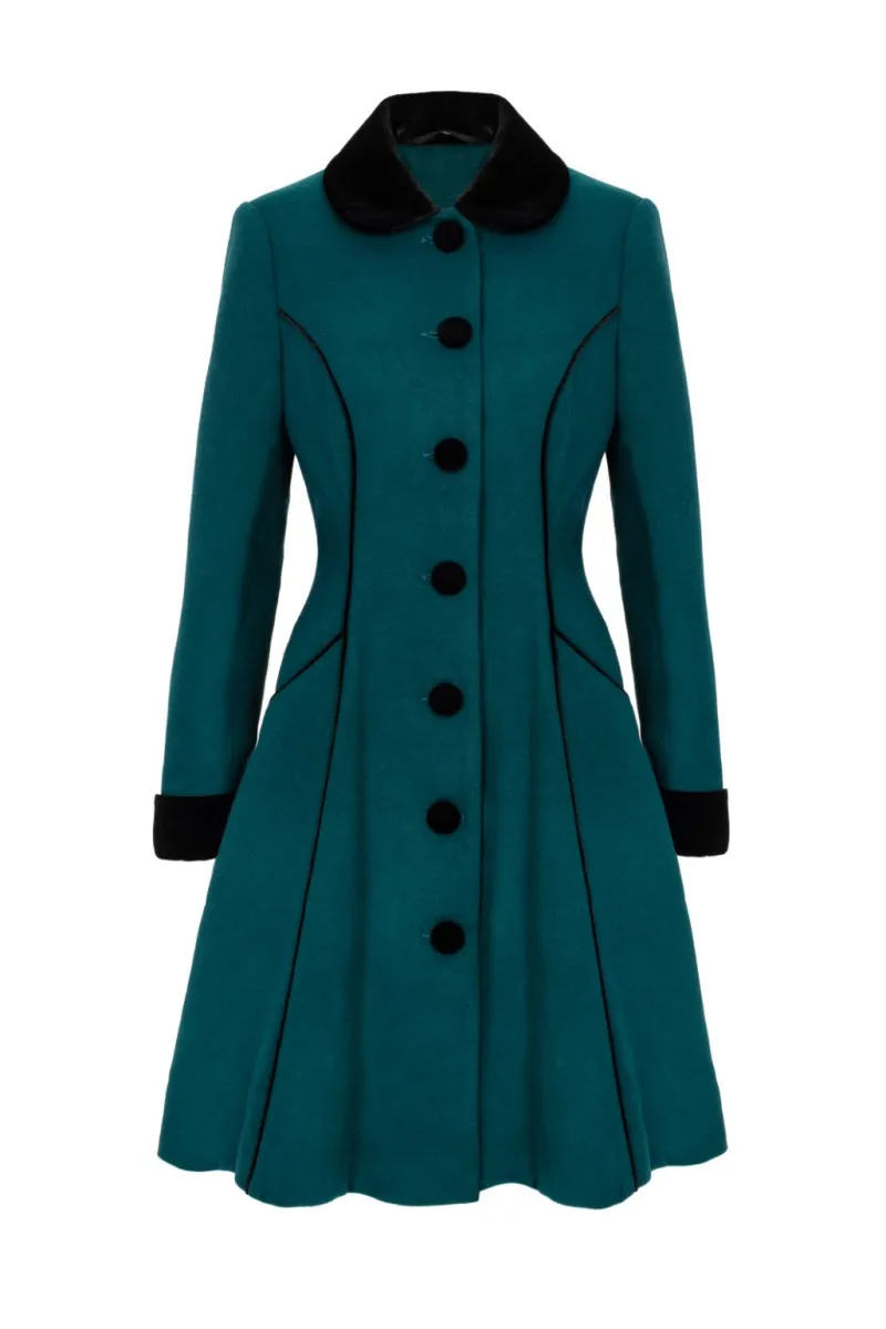 Hell Bunny Harper Coat Green New