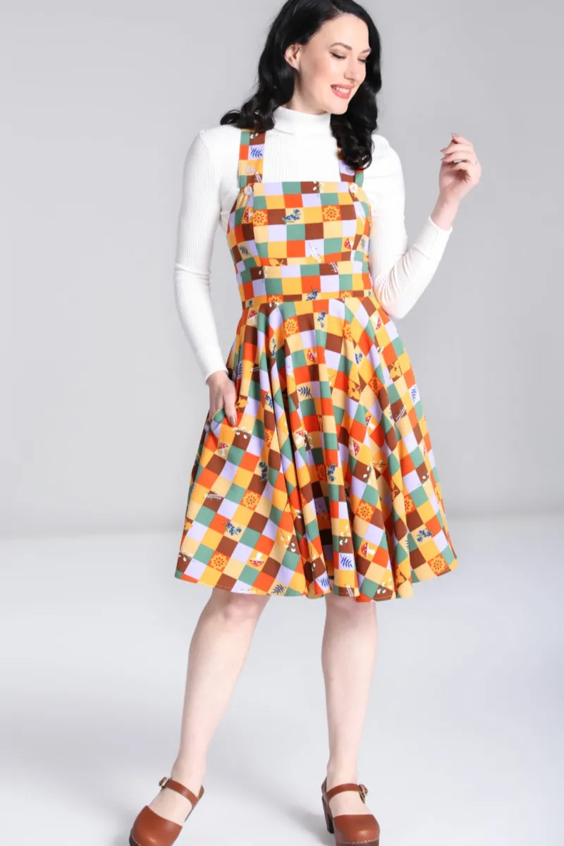 Hell Bunny Hawthorn Pinafore Dress MultiColour Hot