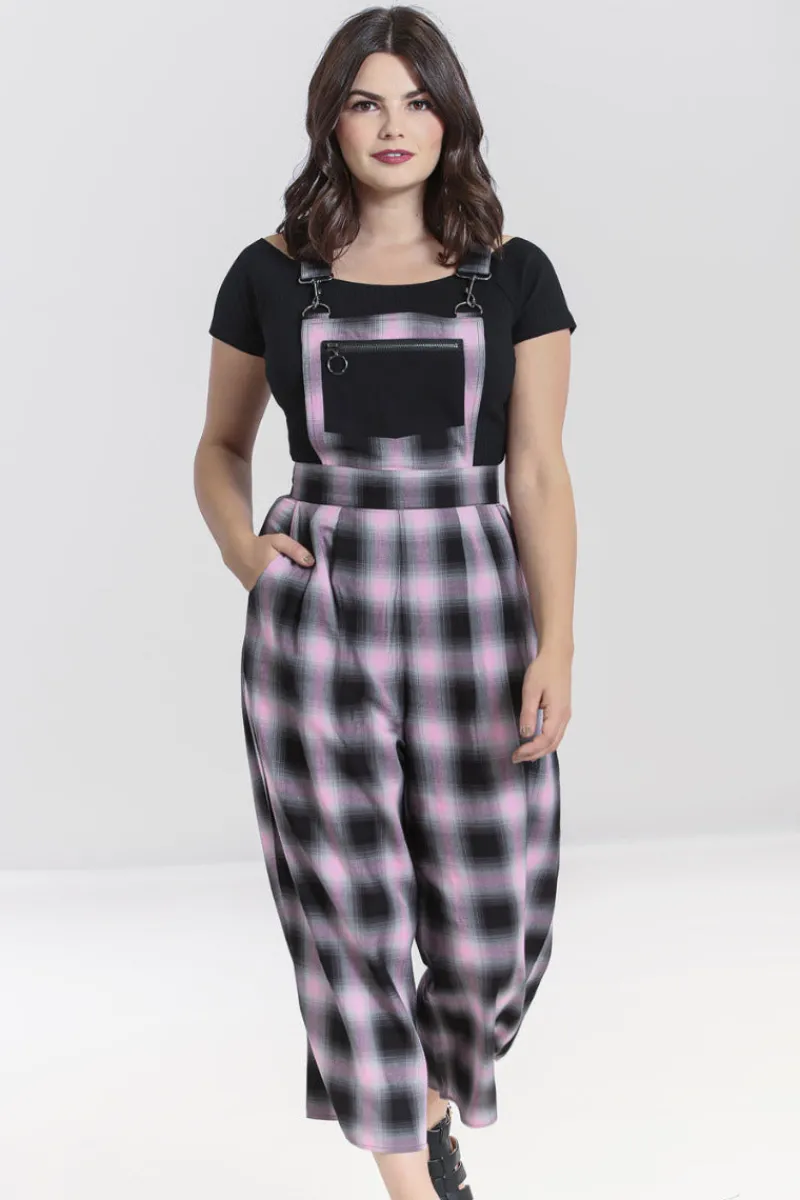Hell Bunny Hayley Dungarees Pink Sale