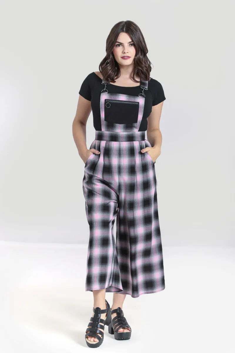 Hell Bunny Hayley Dungarees Pink Sale