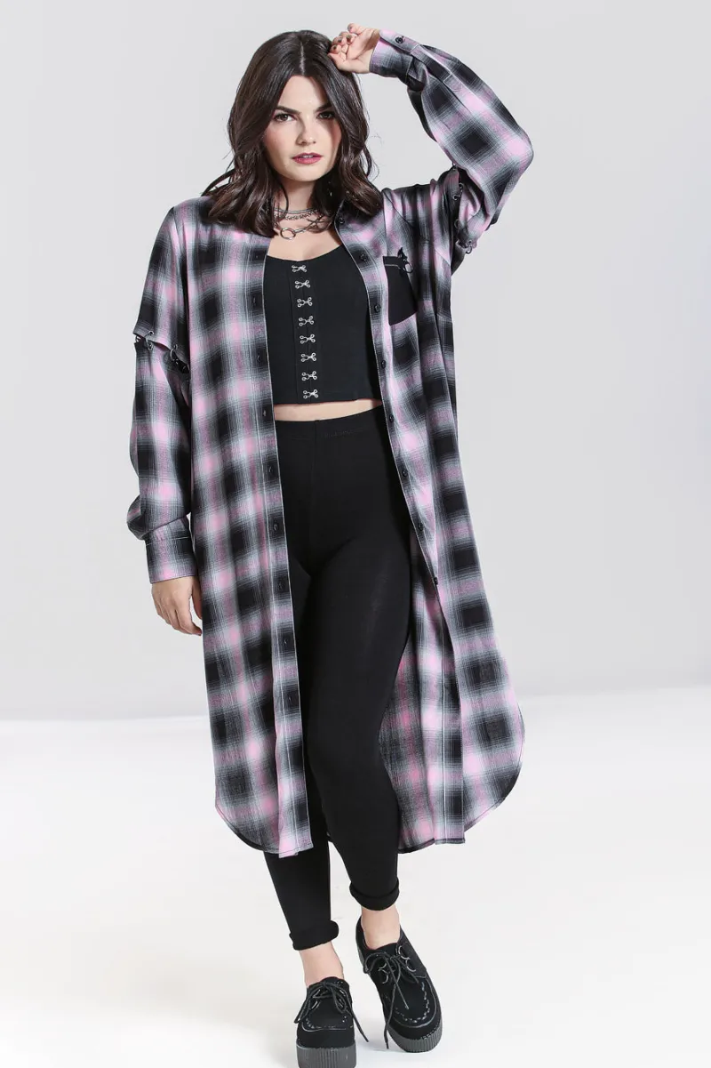 Hell Bunny Hayley Shirt Dress Pink Online