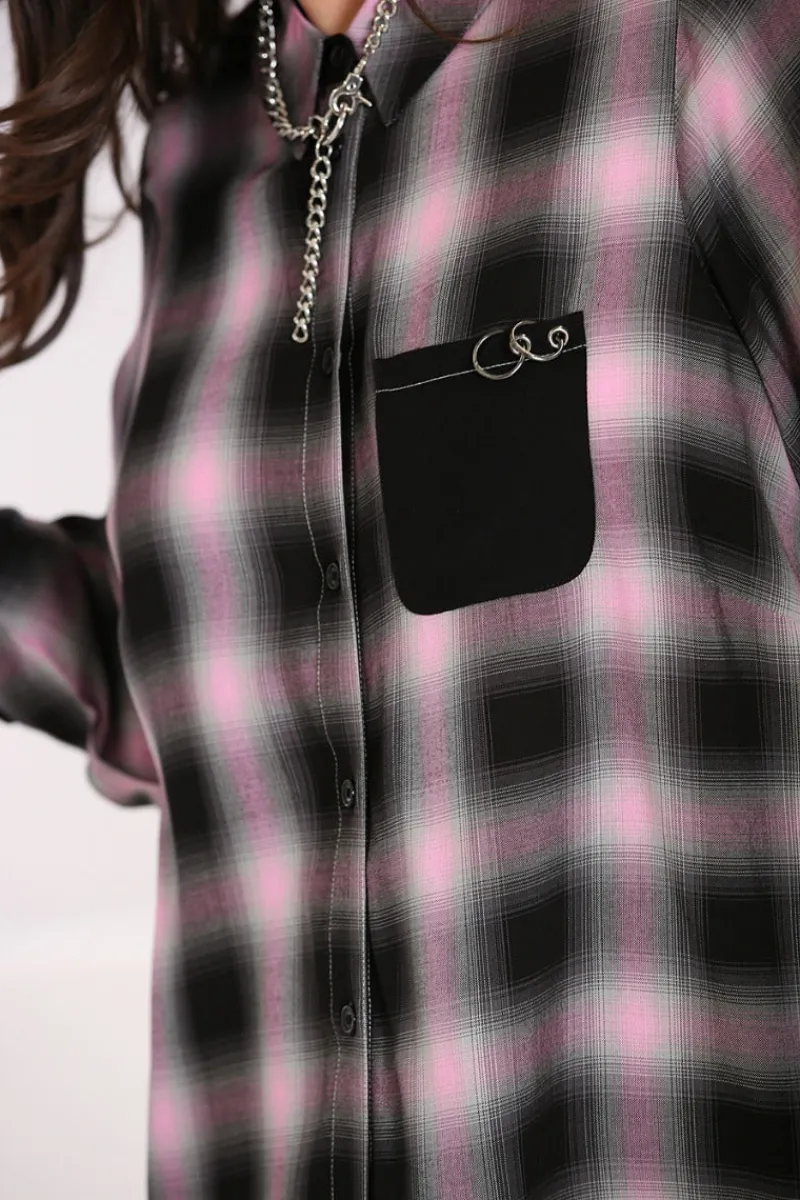 Hell Bunny Hayley Shirt Dress Pink Online