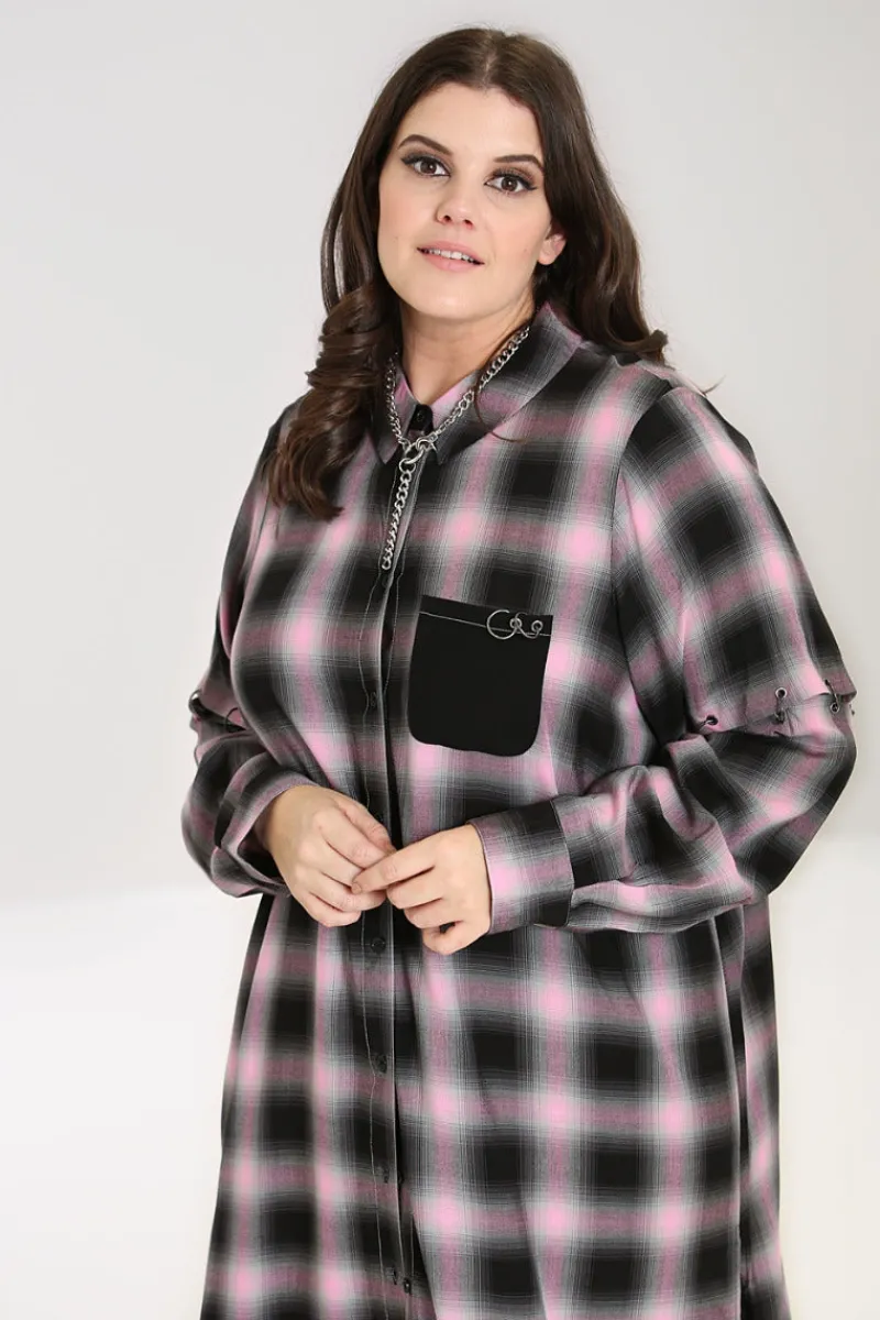Hell Bunny Hayley Shirt Dress Pink Online