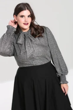 Hell Bunny Haze Blouse Silver Discount
