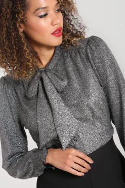 Hell Bunny Haze Blouse Silver Discount