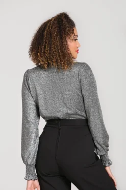 Hell Bunny Haze Blouse Silver Discount