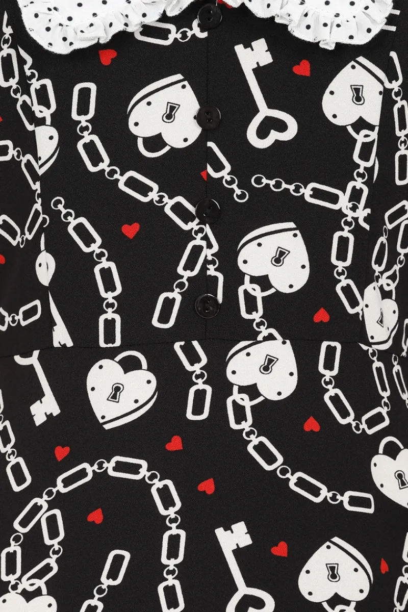 Hell Bunny Heart Lock Mid Dress Black Clearance