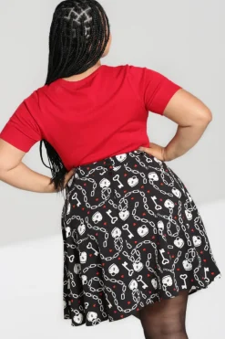 Hell Bunny Heart Lock Mini Skirt Black New