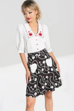 Hell Bunny Heart Lock Mini Skirt Black New