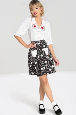 Hell Bunny Heart Lock Mini Skirt Black New