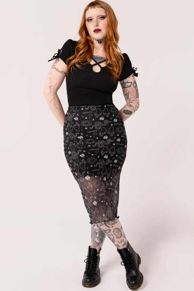 Hell Bunny Hello Goodbye Mesh Skirt Black