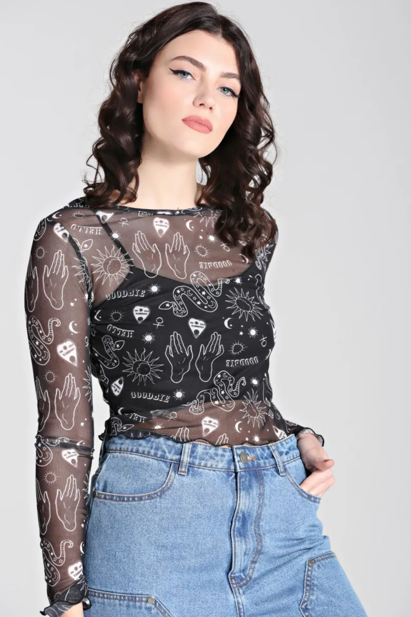 Hell Bunny Hello Goodbye Mesh Top Black Outlet