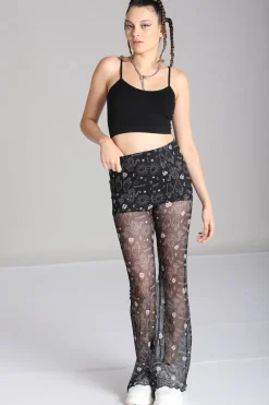Hell Bunny Hello Goodbye Mesh Trousers Black Outlet