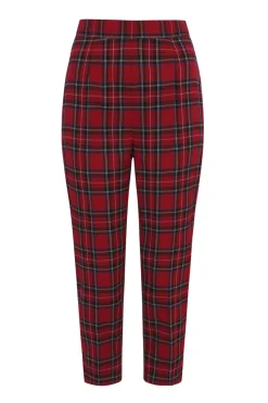 Hell Bunny Irvine Cigarette Trousers Red