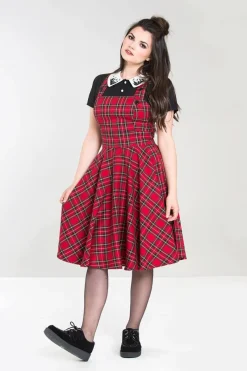 Hell Bunny Irvine Pinafore Dress Red Hot