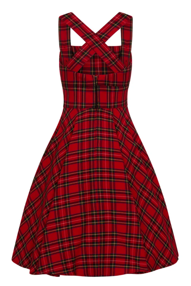 Hell Bunny Irvine Pinafore Dress Red Hot