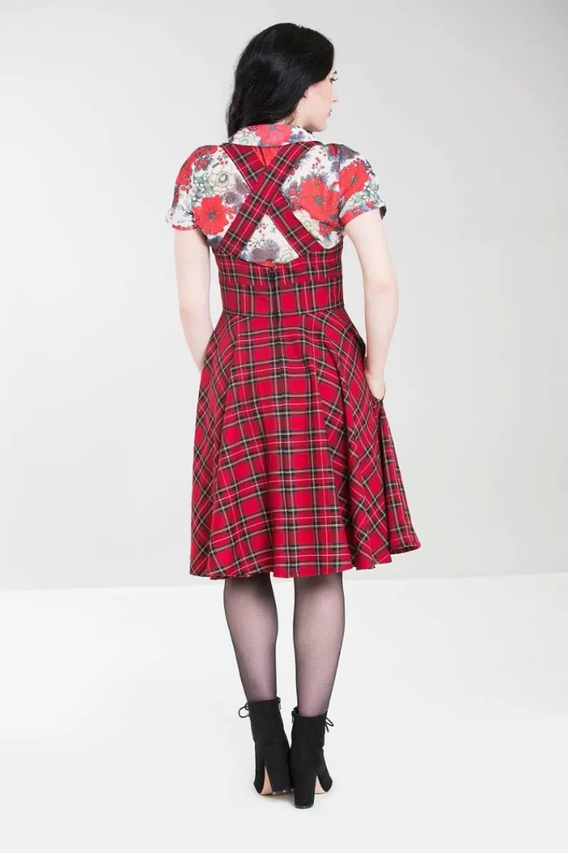 Hell Bunny Irvine Pinafore Dress Red Hot