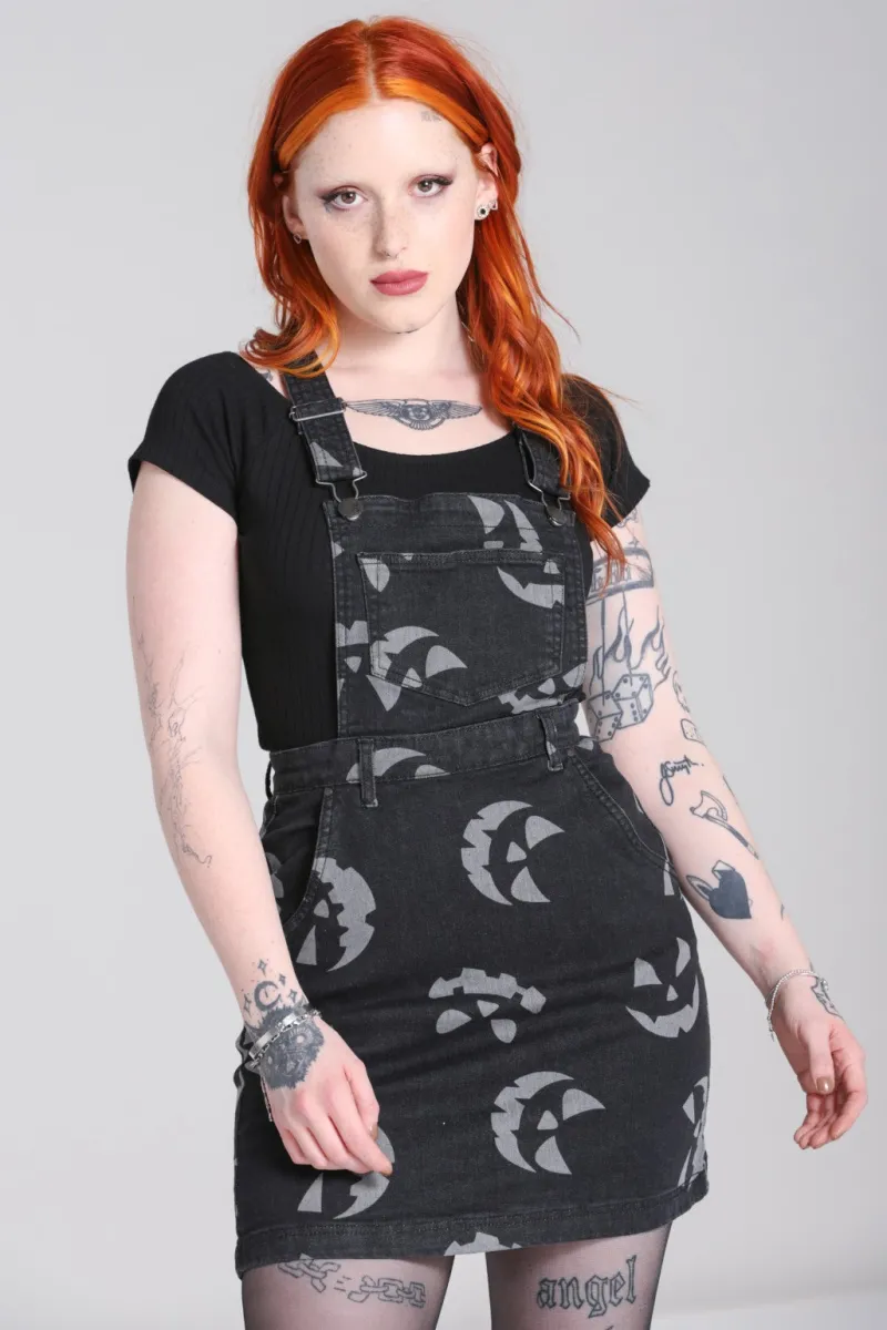 Hell Bunny Jack-O-Lantern Pinafore Dress Black