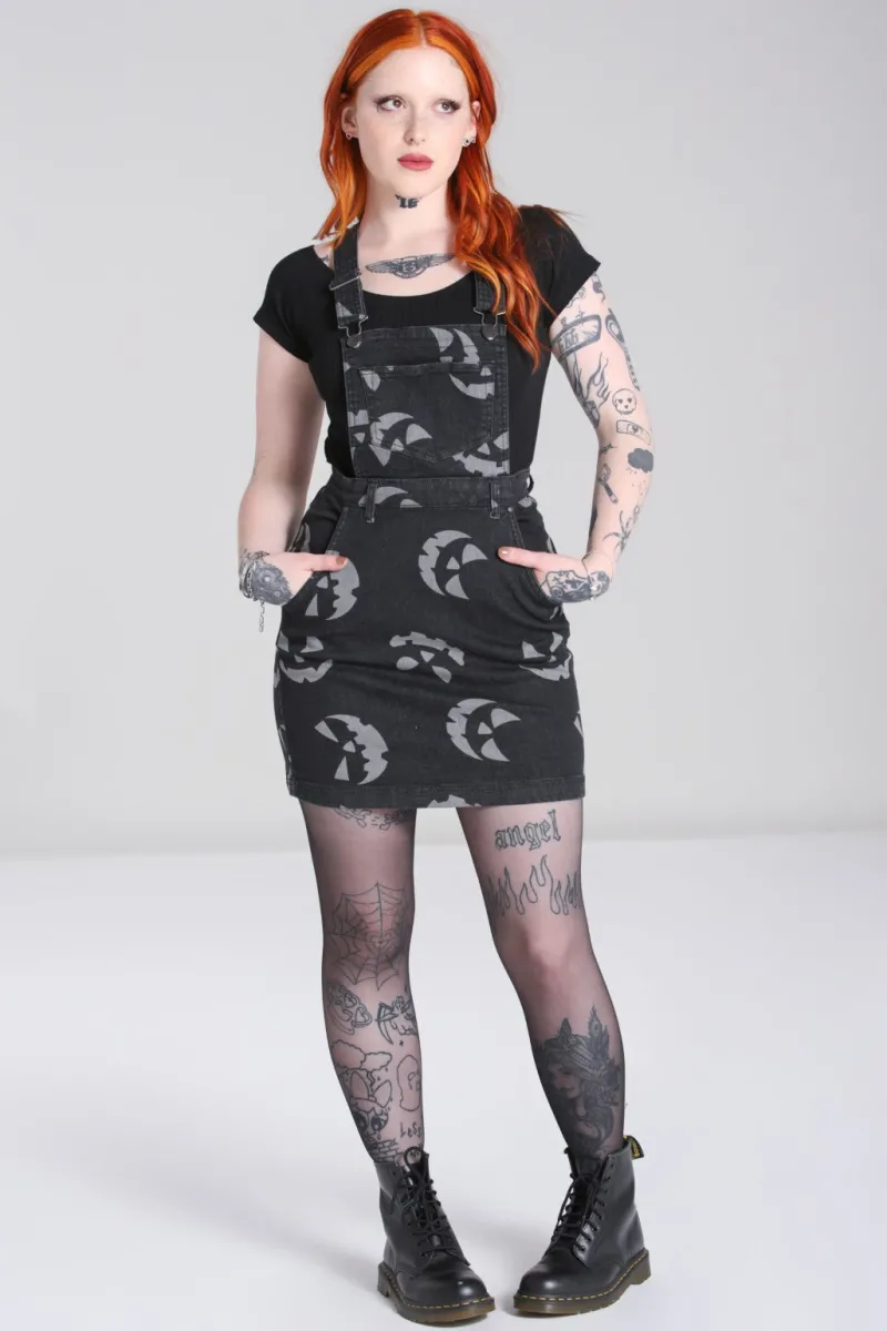 Hell Bunny Jack-O-Lantern Pinafore Dress Black