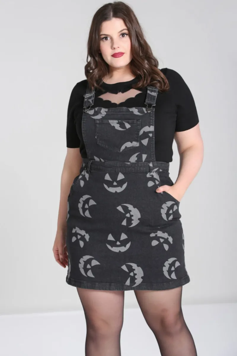 Hell Bunny Jack-O-Lantern Pinafore Dress Black
