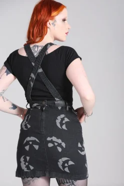 Hell Bunny Jack-O-Lantern Pinafore Dress Black