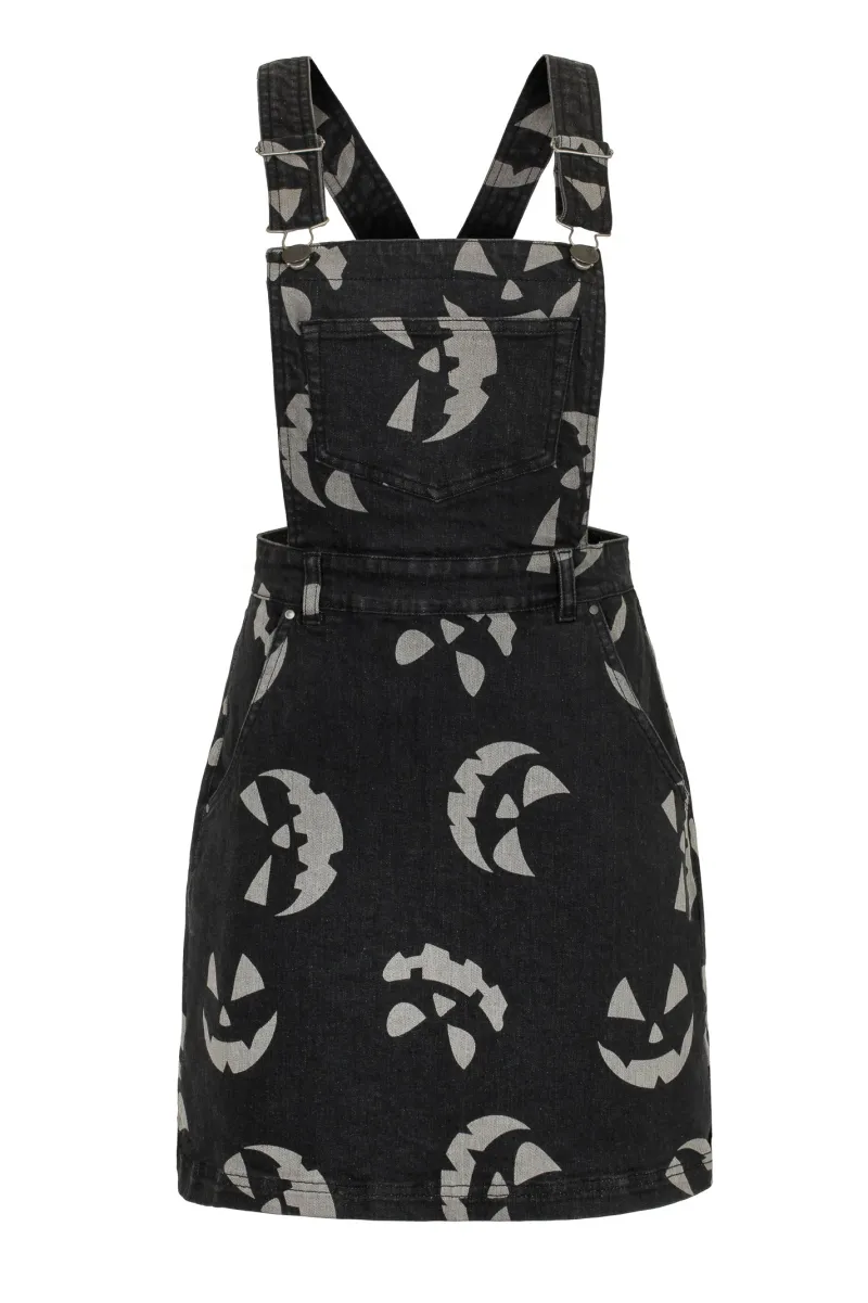 Hell Bunny Jack-O-Lantern Pinafore Dress Black