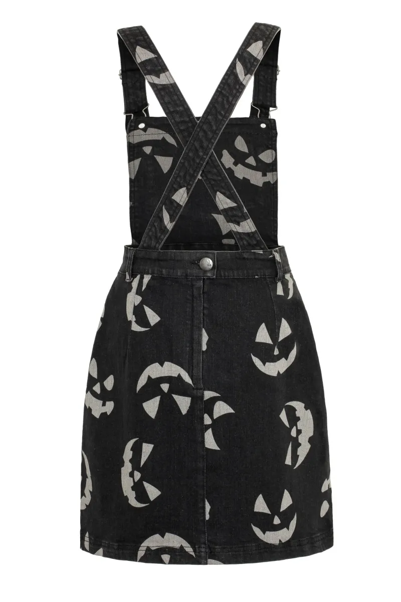Hell Bunny Jack-O-Lantern Pinafore Dress Black
