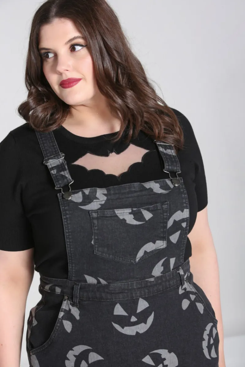 Hell Bunny Jack-O-Lantern Pinafore Dress Black