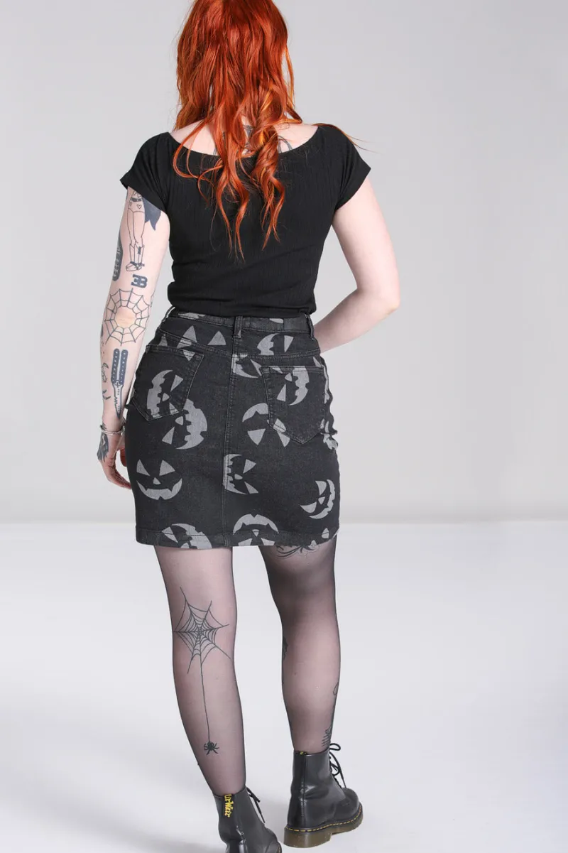 Hell Bunny Jack-O-Lantern Skirt Black
