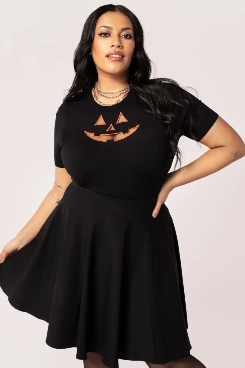 Hell Bunny Jack-O-Lantern Top Black/Orange Sale