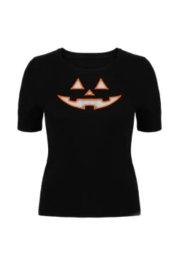 Hell Bunny Jack-O-Lantern Top Black/Orange Sale