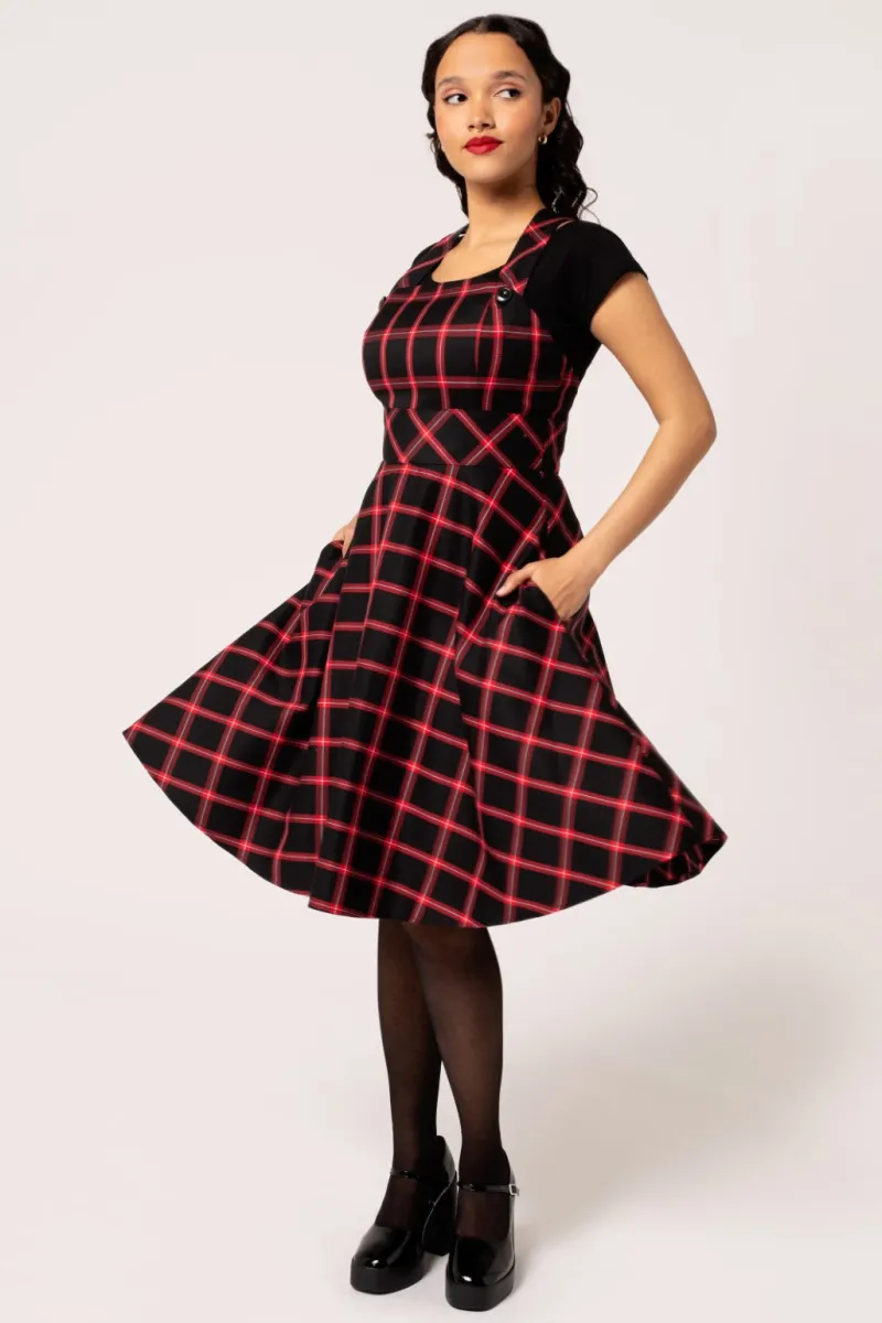 Hell Bunny Janine Pinafore Dress Black/Red Discount