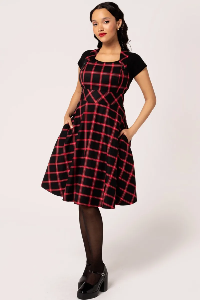 Hell Bunny Janine Pinafore Dress Black/Red Discount
