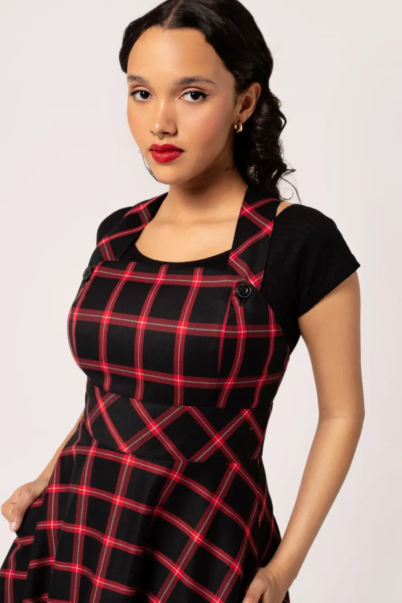 Hell Bunny Janine Pinafore Dress Black/Red Discount