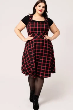 Hell Bunny Janine Pinafore Dress Black/Red Discount