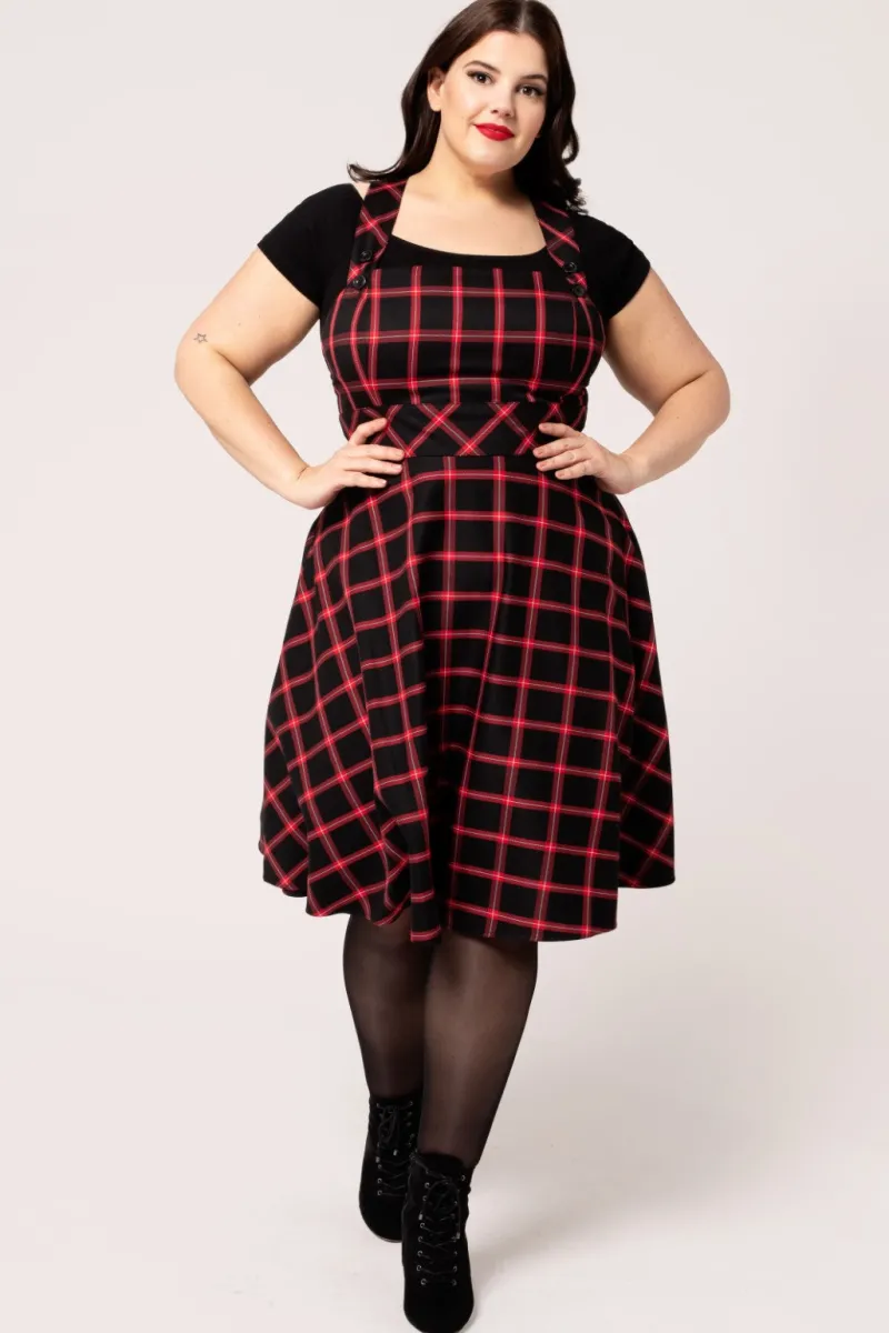 Hell Bunny Janine Pinafore Dress Black/Red Discount