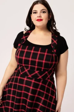 Hell Bunny Janine Pinafore Dress Black/Red Discount