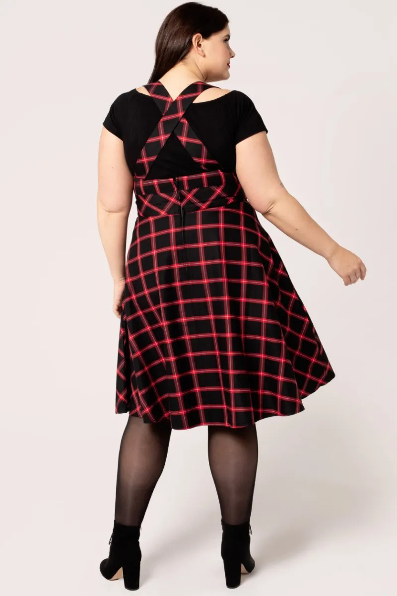 Hell Bunny Janine Pinafore Dress Black/Red Discount