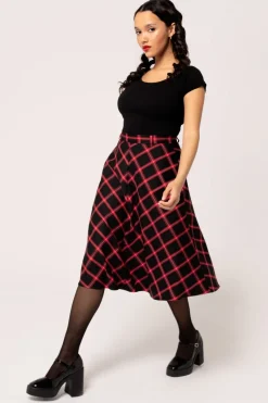 Hell Bunny Janine Skirt Black/Red New