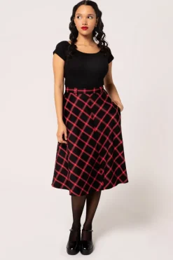 Hell Bunny Janine Skirt Black/Red New