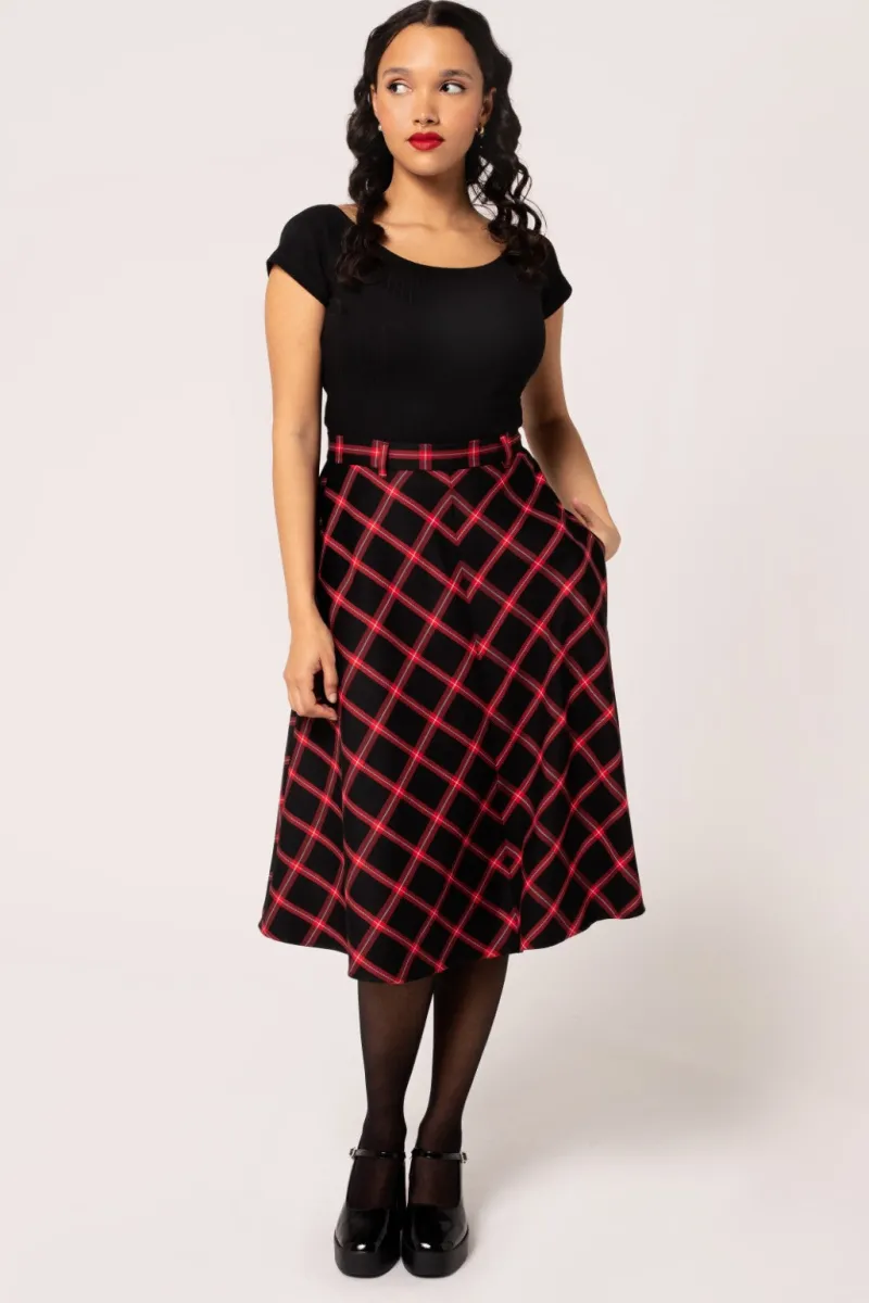 Hell Bunny Janine Skirt Black/Red New