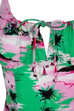 Hell Bunny Kai Knee Dress Green Outlet