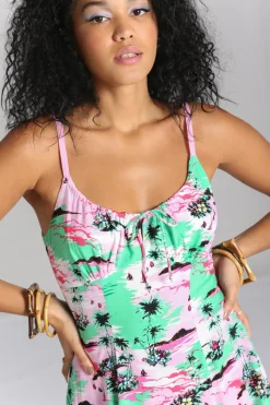 Hell Bunny Kai Knee Dress Green Outlet