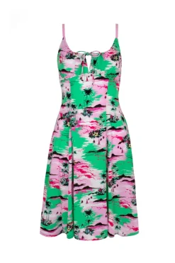 Hell Bunny Kai Knee Dress Green Outlet