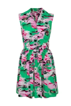 Hell Bunny Kai Mini Dress Green Hot